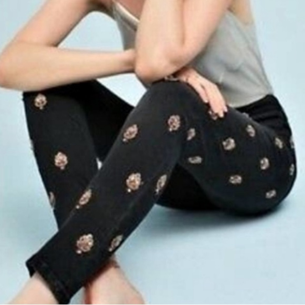 Anthropology Jeans Grey with embroidery and jewels Pilcro - Picture 1 of 15